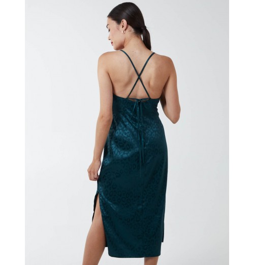 Jacquared Satin Slip Dress