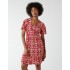 V Neck Shirred Mini Tea Dress With Split