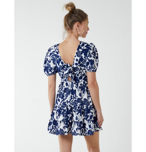 Round Neck Mini Dress With Tiered Frill Hem