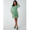 Sheared Waist Tiered Crossover Chiffon Print Dress