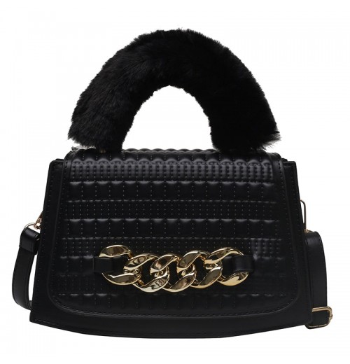 Faux Fur Chain Shoulder Bag