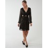 V-Neck Long Sleeve Lurex Dress