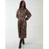 Abstract Animal Print High Neck Blouson Dress