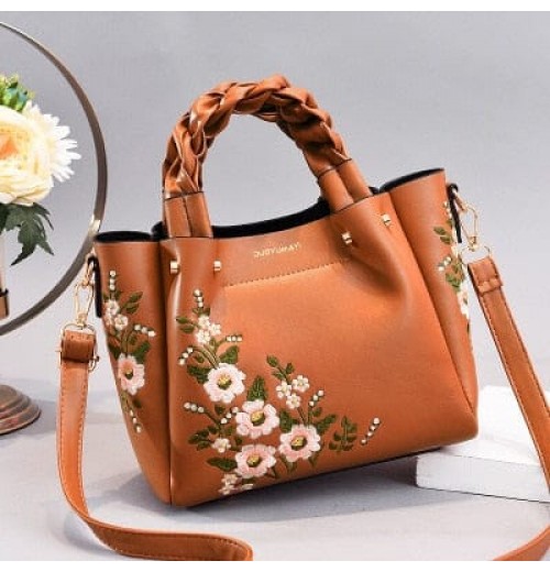 Floral Leather Crossbody Bag