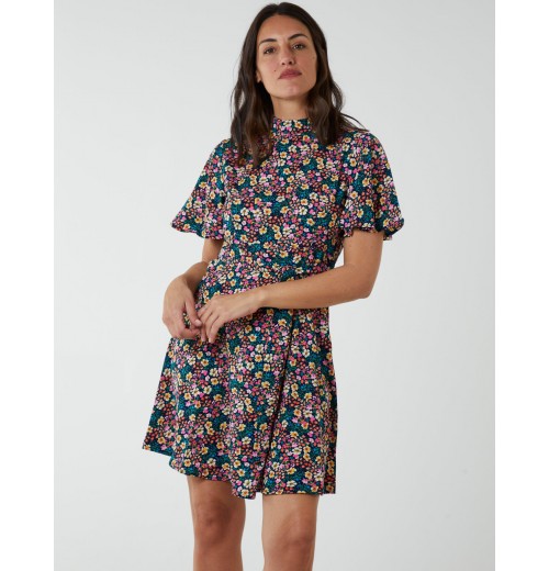 Floral Print Angel Sleeve Dress