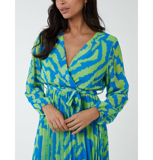 Swirl Pleated Print Dress