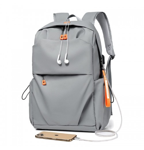 Backpack For Men Grey USB Charger