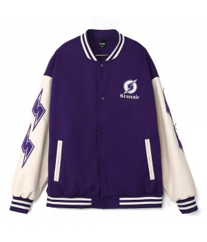 Fashion-forward baseball jacket with versatile fabrics